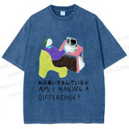 Unisex Am I Making A Difference Graffiti Printed Washed Tee