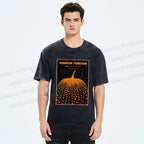 Unisex Japanese Pumpkin Printed Washed Tee