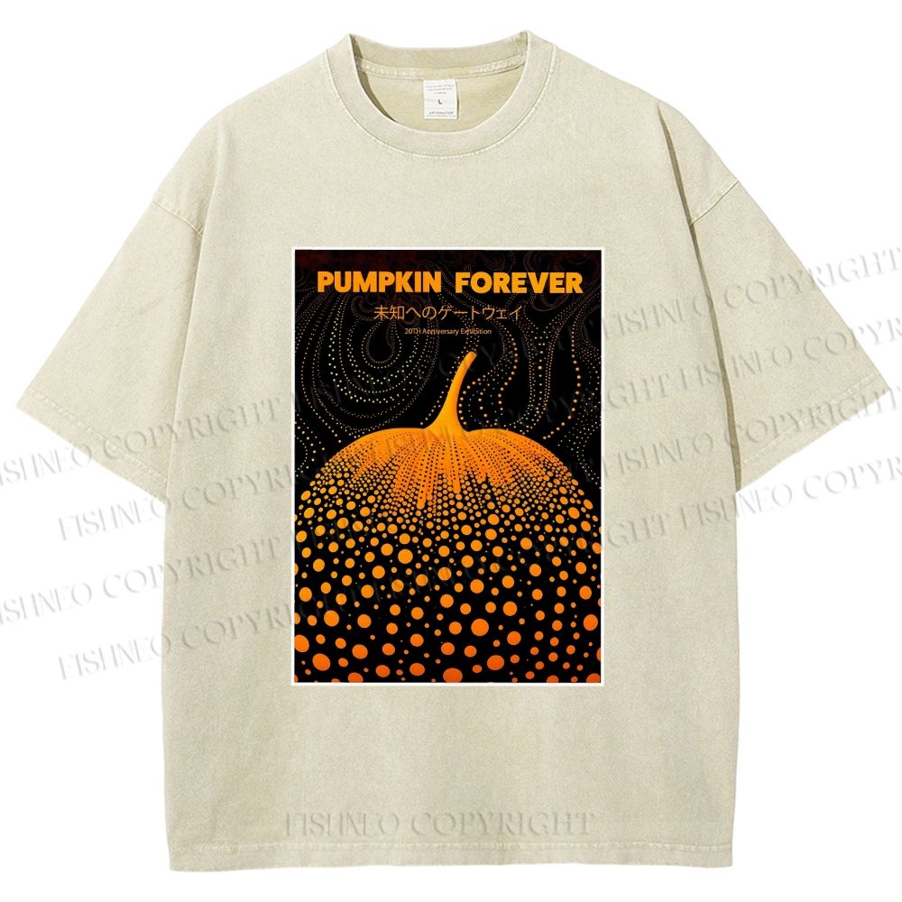 Unisex Japanese Pumpkin Printed Washed Tee