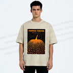 Unisex Japanese Pumpkin Printed Washed Tee