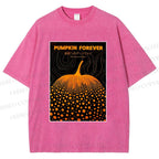 Unisex Japanese Pumpkin Printed Washed Tee
