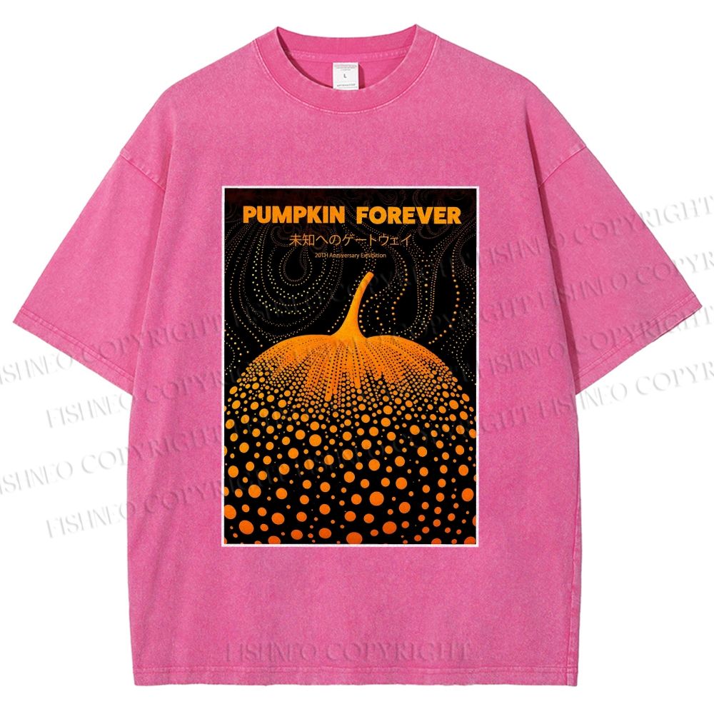 Unisex Japanese Pumpkin Printed Washed Tee