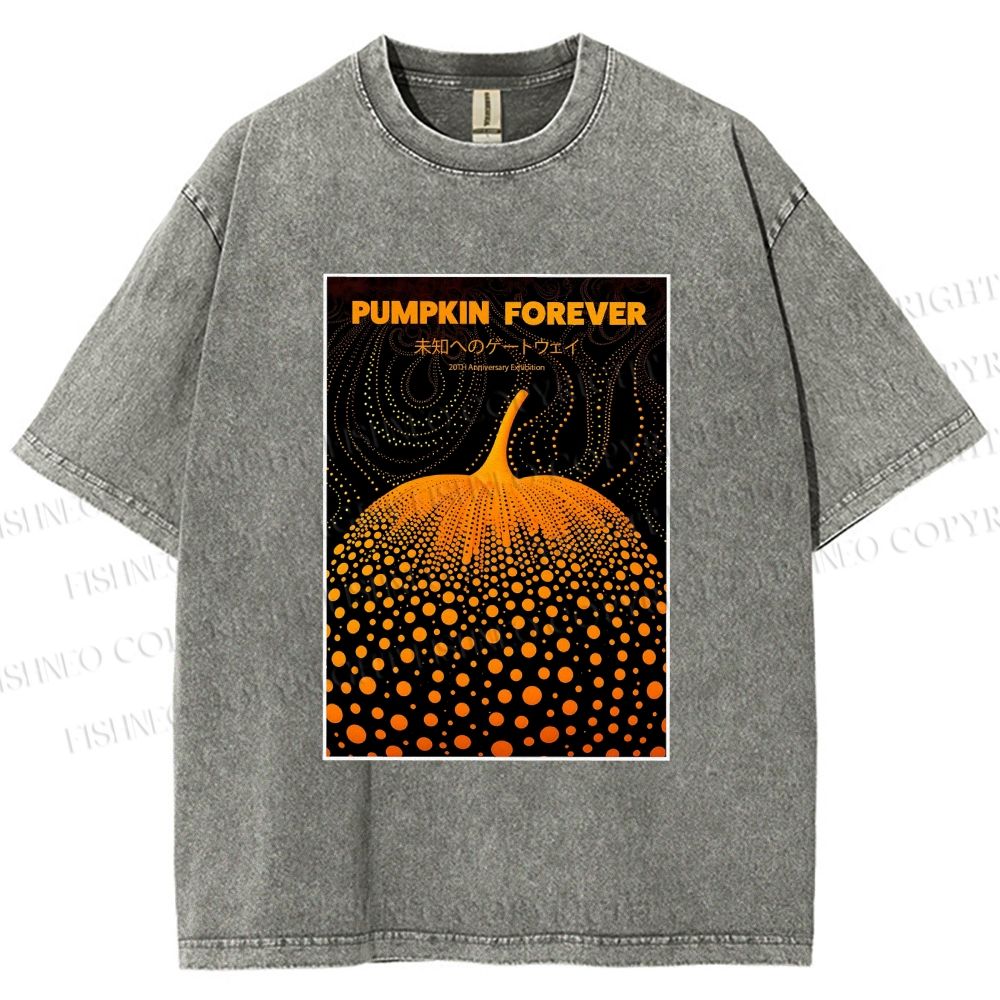 Unisex Japanese Pumpkin Printed Washed Tee