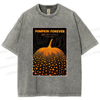 Unisex Japanese Pumpkin Printed Washed Tee