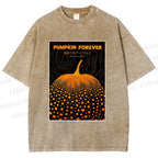 Unisex Japanese Pumpkin Printed Washed Tee