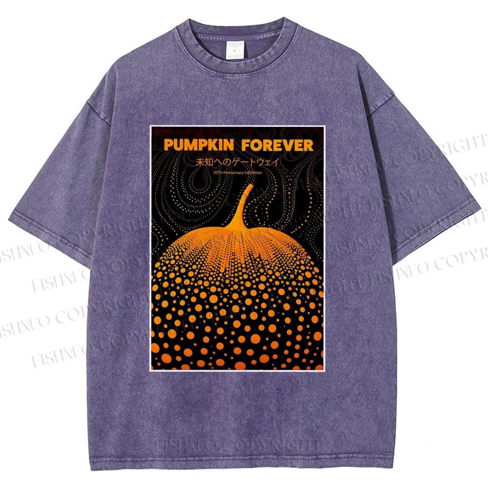 Unisex Japanese Pumpkin Printed Washed Tee