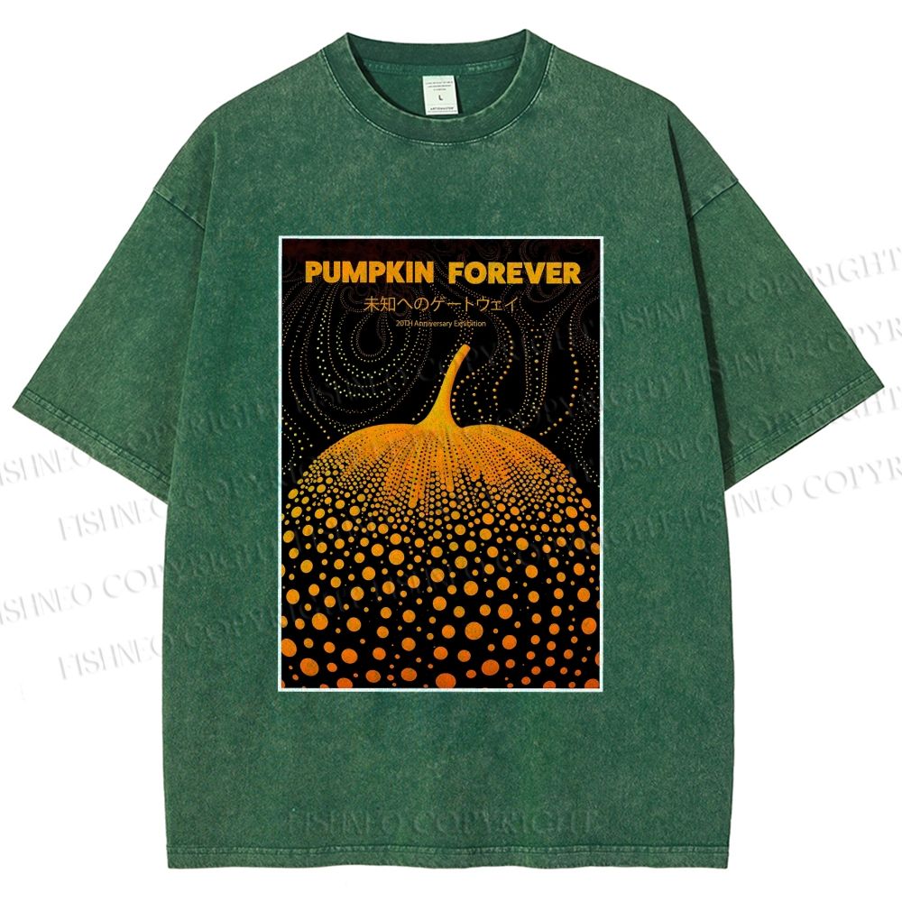 Unisex Japanese Pumpkin Printed Washed Tee