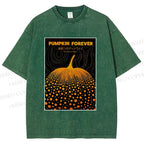 Unisex Japanese Pumpkin Printed Washed Tee