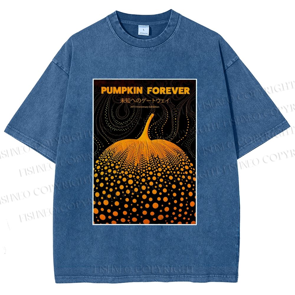 Unisex Japanese Pumpkin Printed Washed Tee
