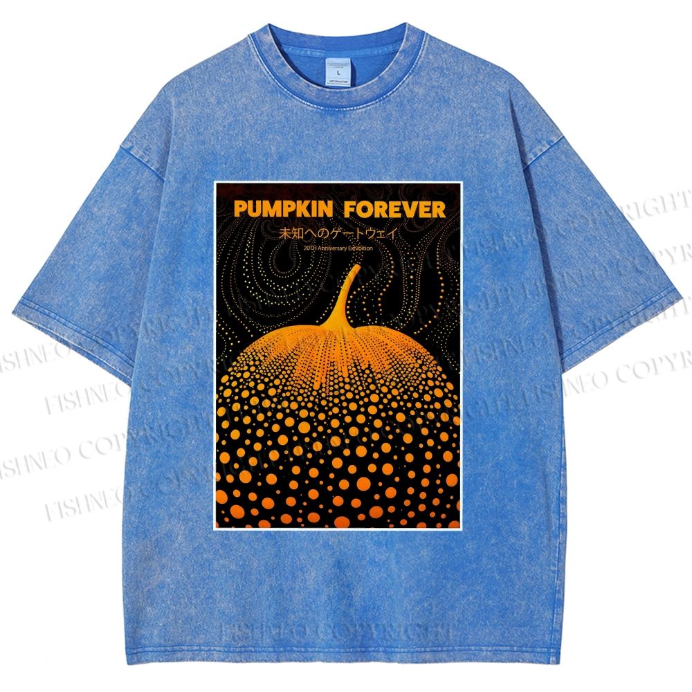 Unisex Japanese Pumpkin Printed Washed Tee