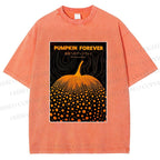 Unisex Japanese Pumpkin Printed Washed Tee