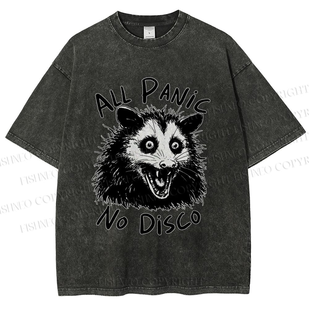 Unisex Vintage Rat All Panic No Disco Printed Washed Tee