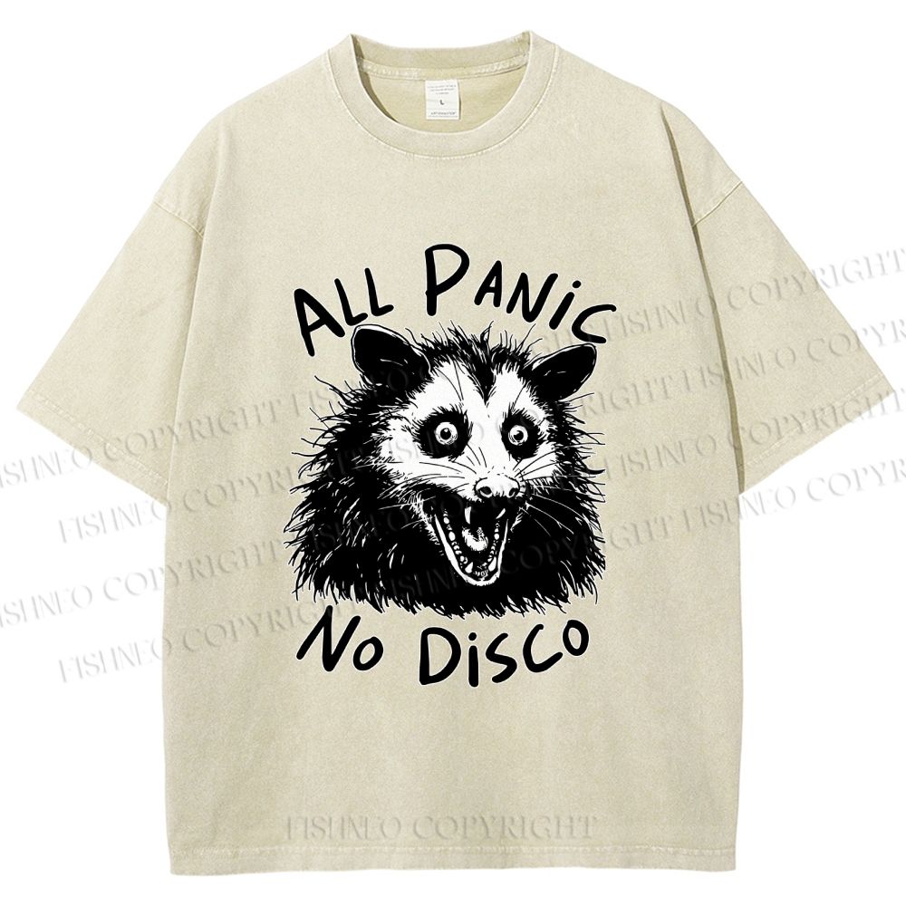 Unisex Vintage Rat All Panic No Disco Printed Washed Tee