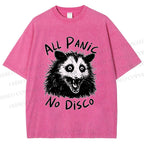 Unisex Vintage Rat All Panic No Disco Printed Washed Tee