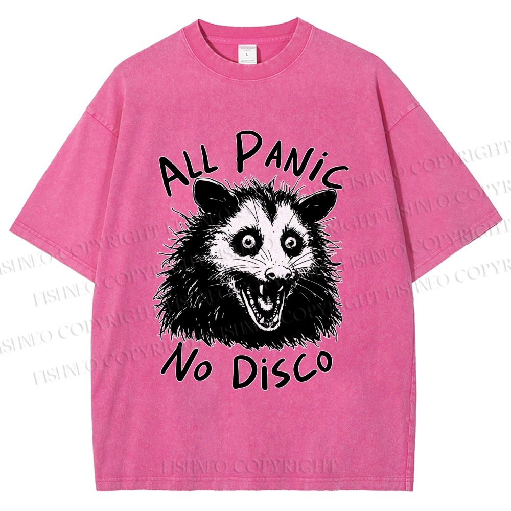 Unisex Vintage Rat All Panic No Disco Printed Washed Tee