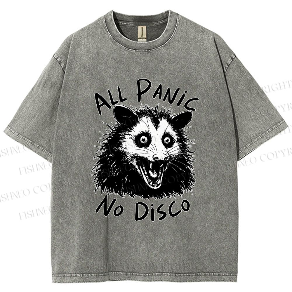 Unisex Vintage Rat All Panic No Disco Printed Washed Tee