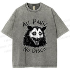 Unisex Vintage Rat All Panic No Disco Printed Washed Tee