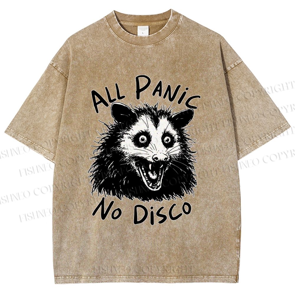Unisex Vintage Rat All Panic No Disco Printed Washed Tee