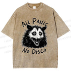 Unisex Vintage Rat All Panic No Disco Printed Washed Tee
