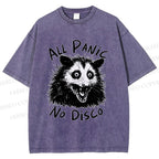 Unisex Vintage Rat All Panic No Disco Printed Washed Tee