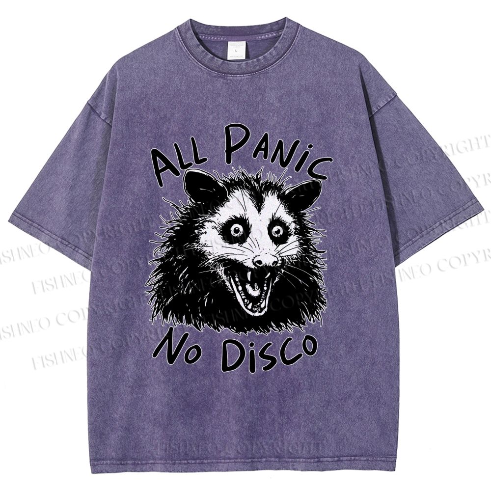 Unisex Vintage Rat All Panic No Disco Printed Washed Tee
