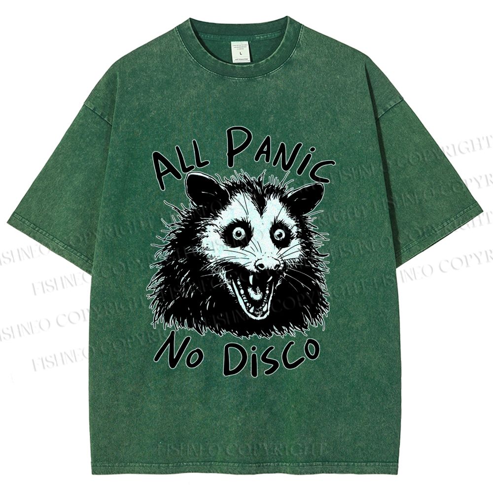 Unisex Vintage Rat All Panic No Disco Printed Washed Tee