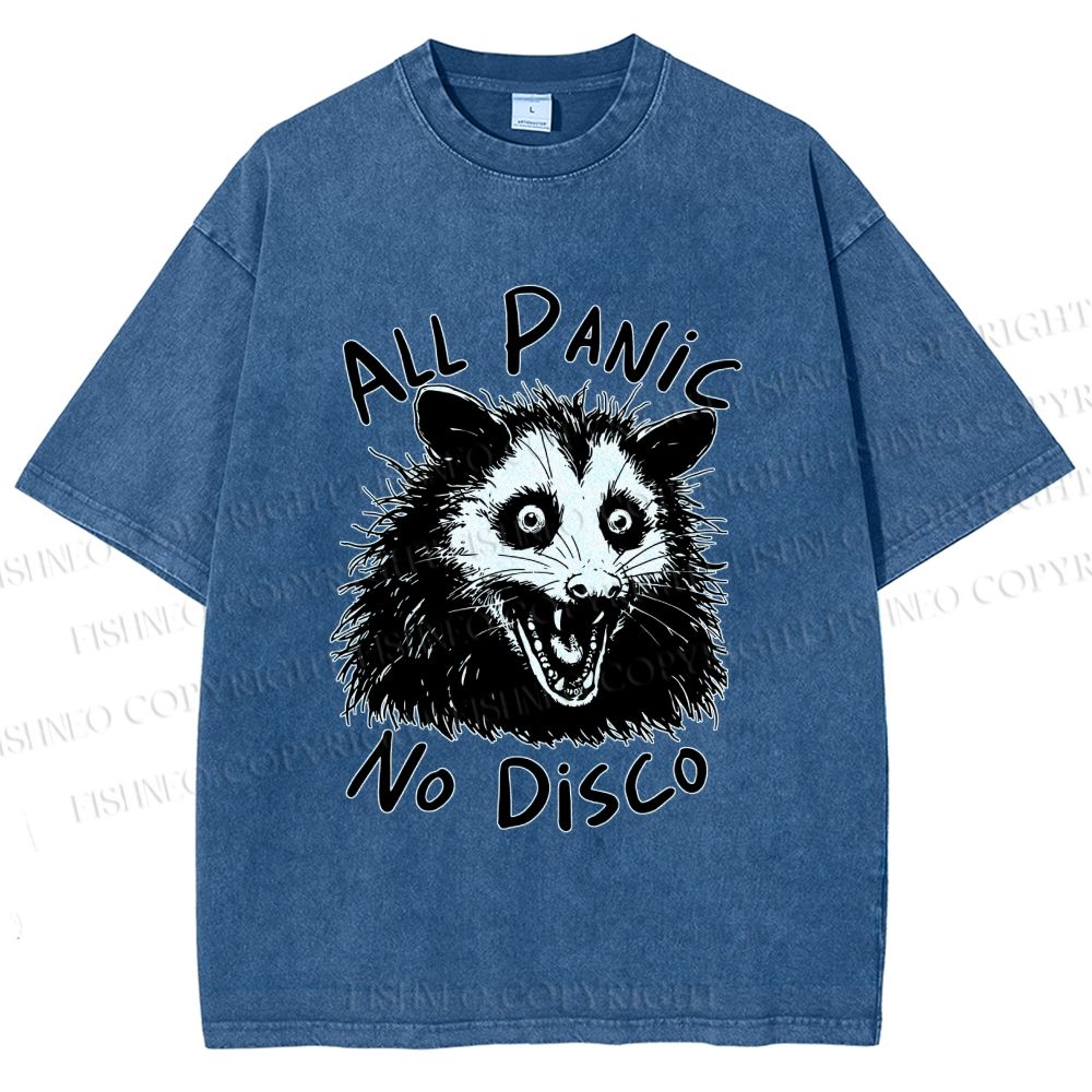 Unisex Vintage Rat All Panic No Disco Printed Washed Tee