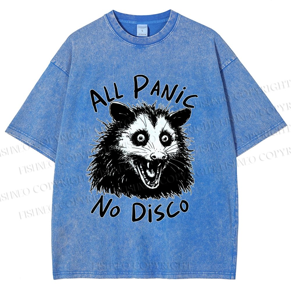 Unisex Vintage Rat All Panic No Disco Printed Washed Tee