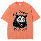 Unisex Vintage Rat All Panic No Disco Printed Washed Tee