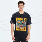 Unisex Vintage Tiger Graffiti Printed Washed Tee