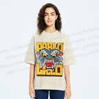 Unisex Vintage Tiger Graffiti Printed Washed Tee