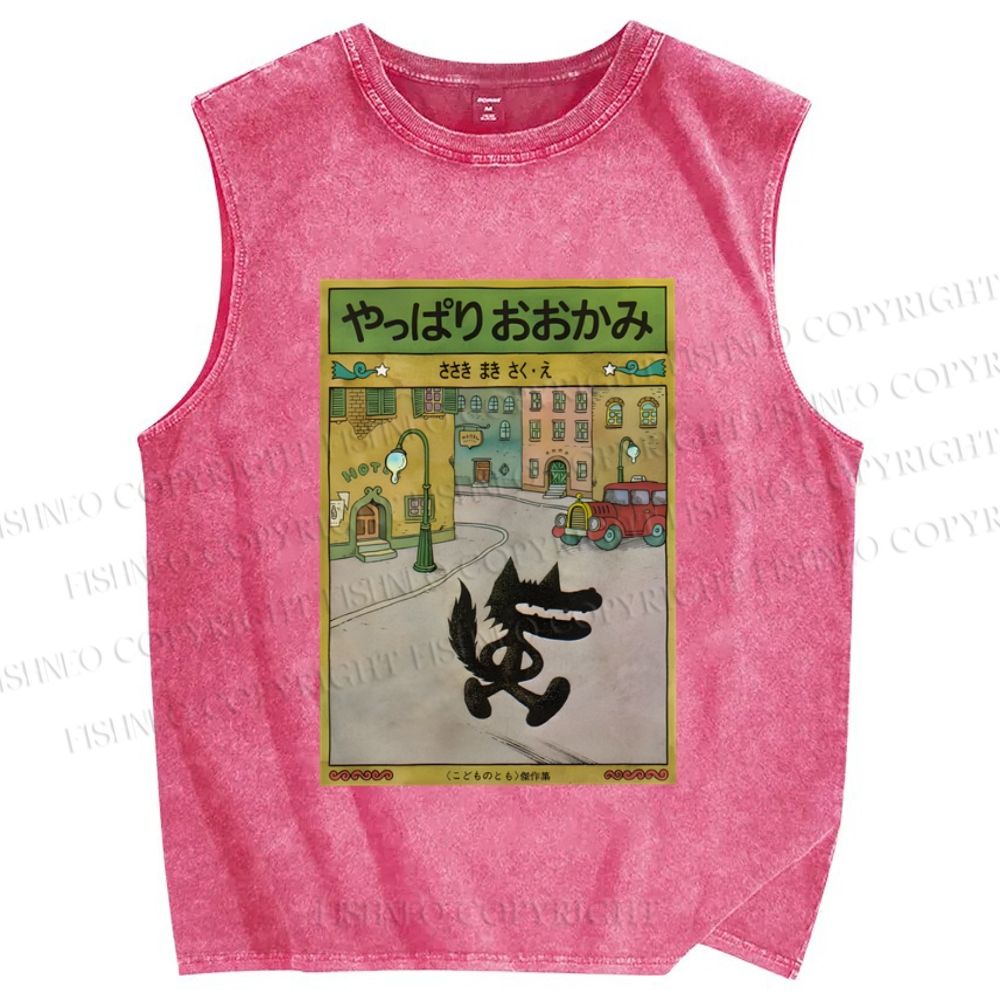 Unisex A Wolf After All Printed Washed Tank Top