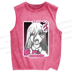 Unisex Power Chainsaw Man Printed Washed Tank Top