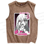 Unisex Power Chainsaw Man Printed Washed Tank Top