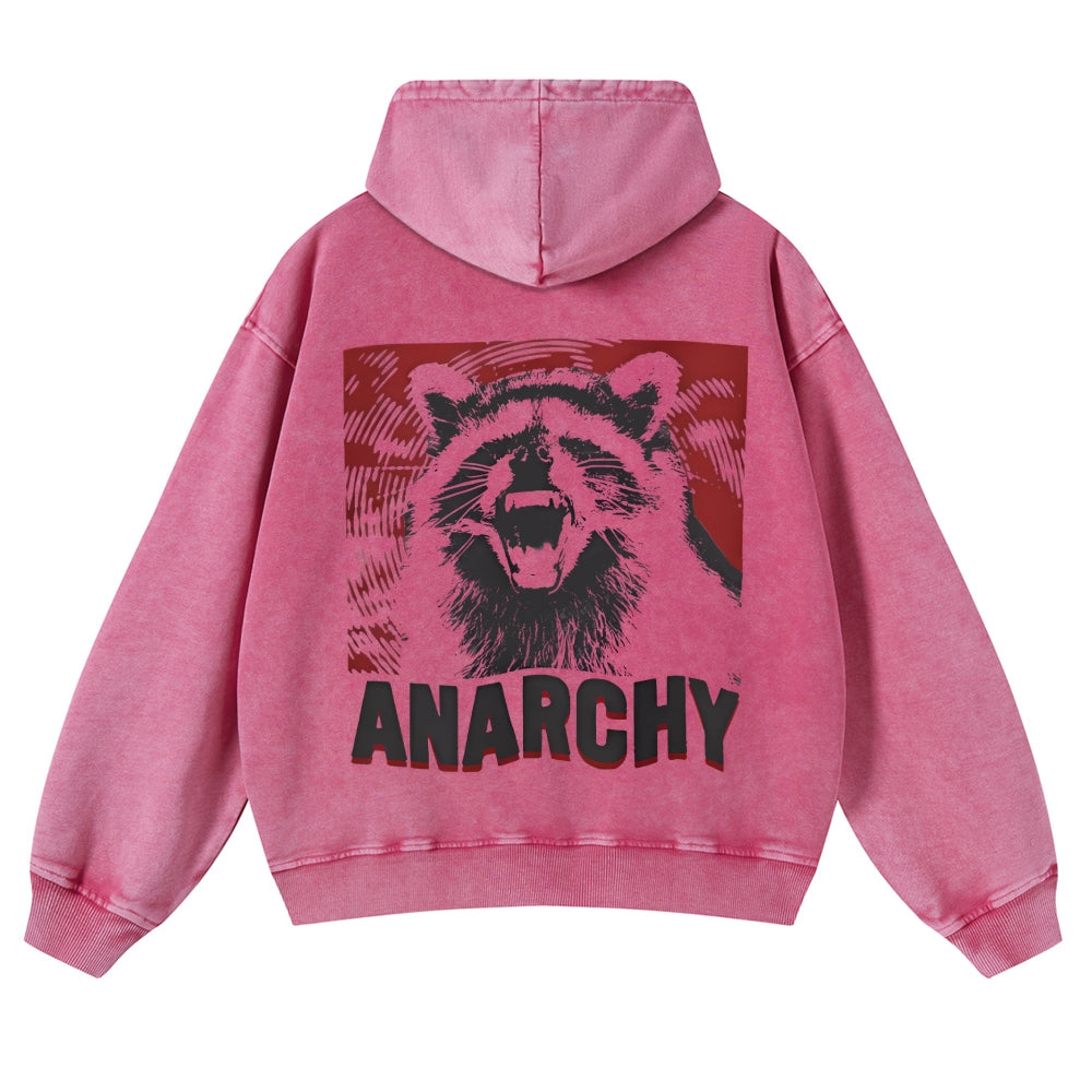 Casual  Anarchy Raccoon Washed Hoodie
