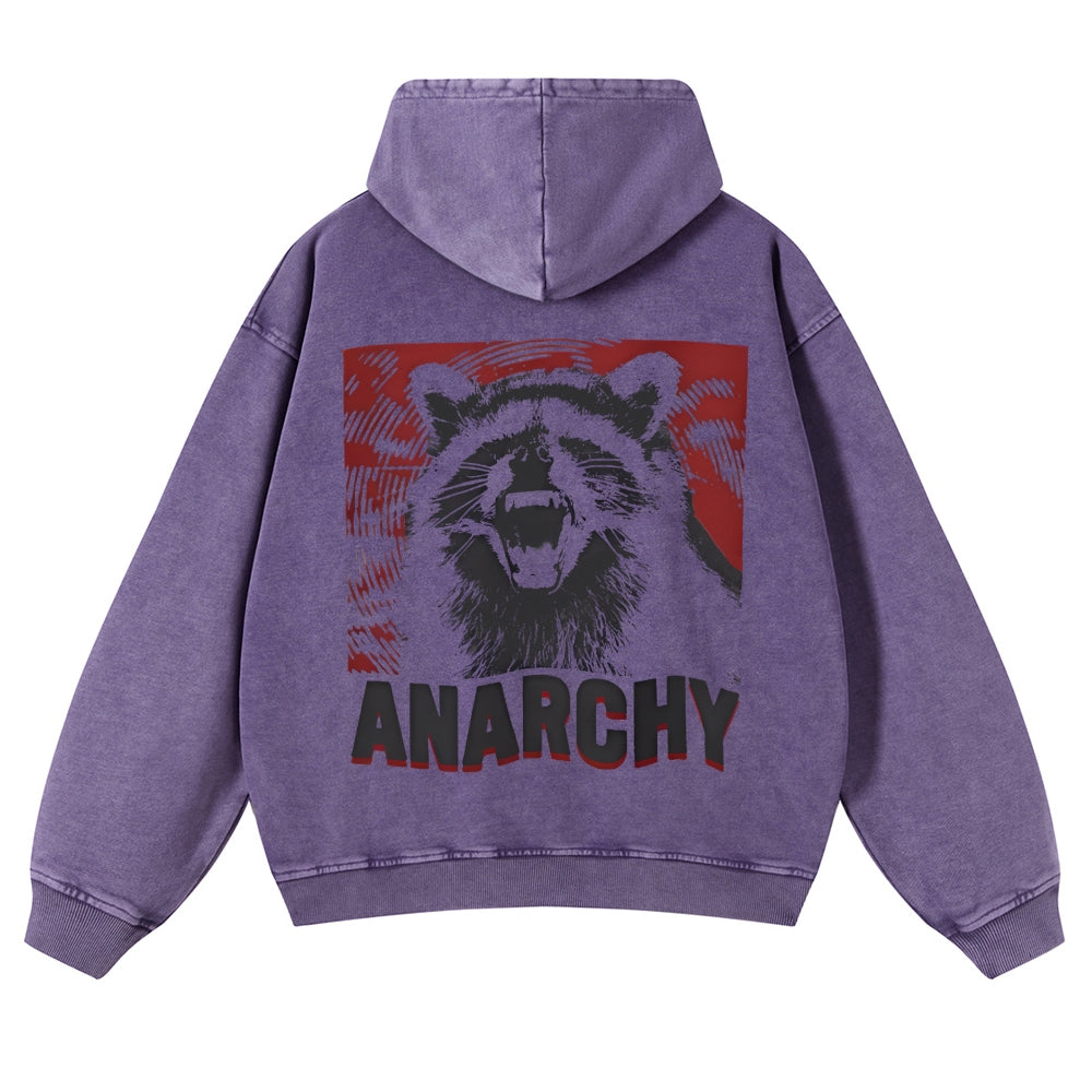Casual  Anarchy Raccoon Washed Hoodie
