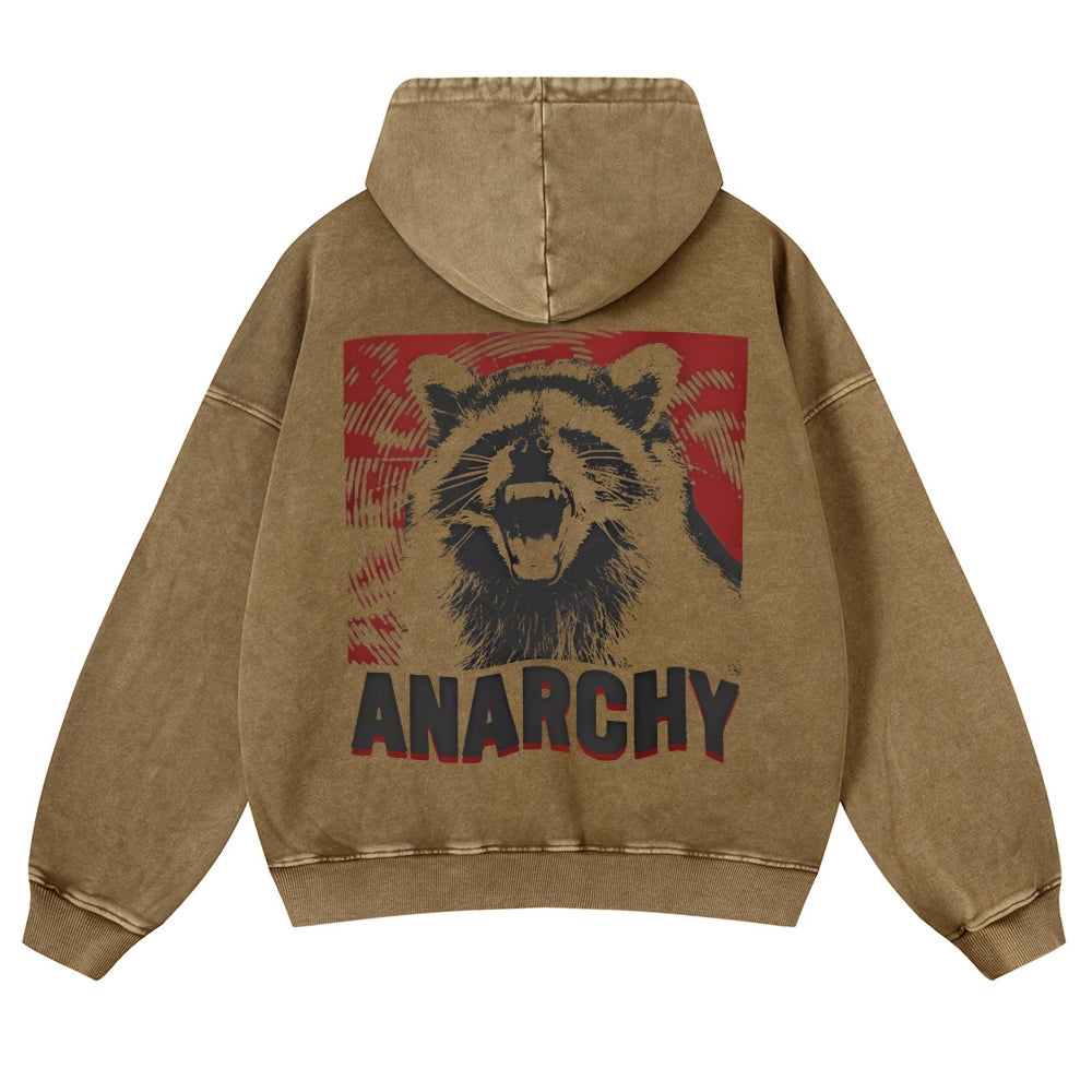 Casual  Anarchy Raccoon Washed Hoodie