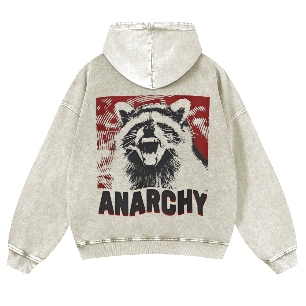 Casual  Anarchy Raccoon Washed Hoodie
