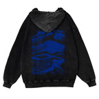 Casual Japanese Wave Washed Hoodie