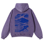 Casual Japanese Wave Washed Hoodie