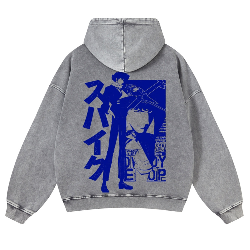 Casual Japanese Cowboy Bebop Washed Hoodie