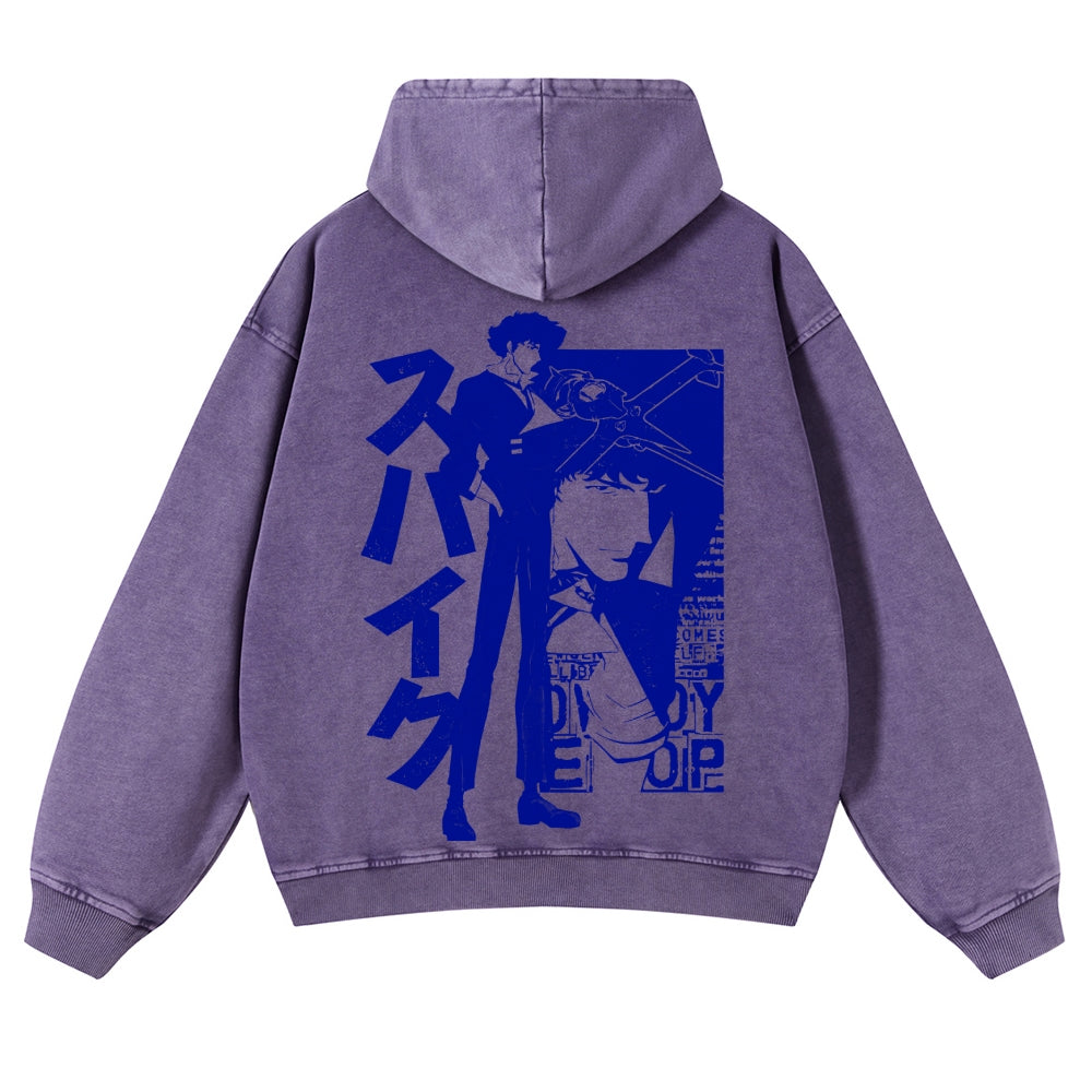 Casual Japanese Cowboy Bebop Washed Hoodie