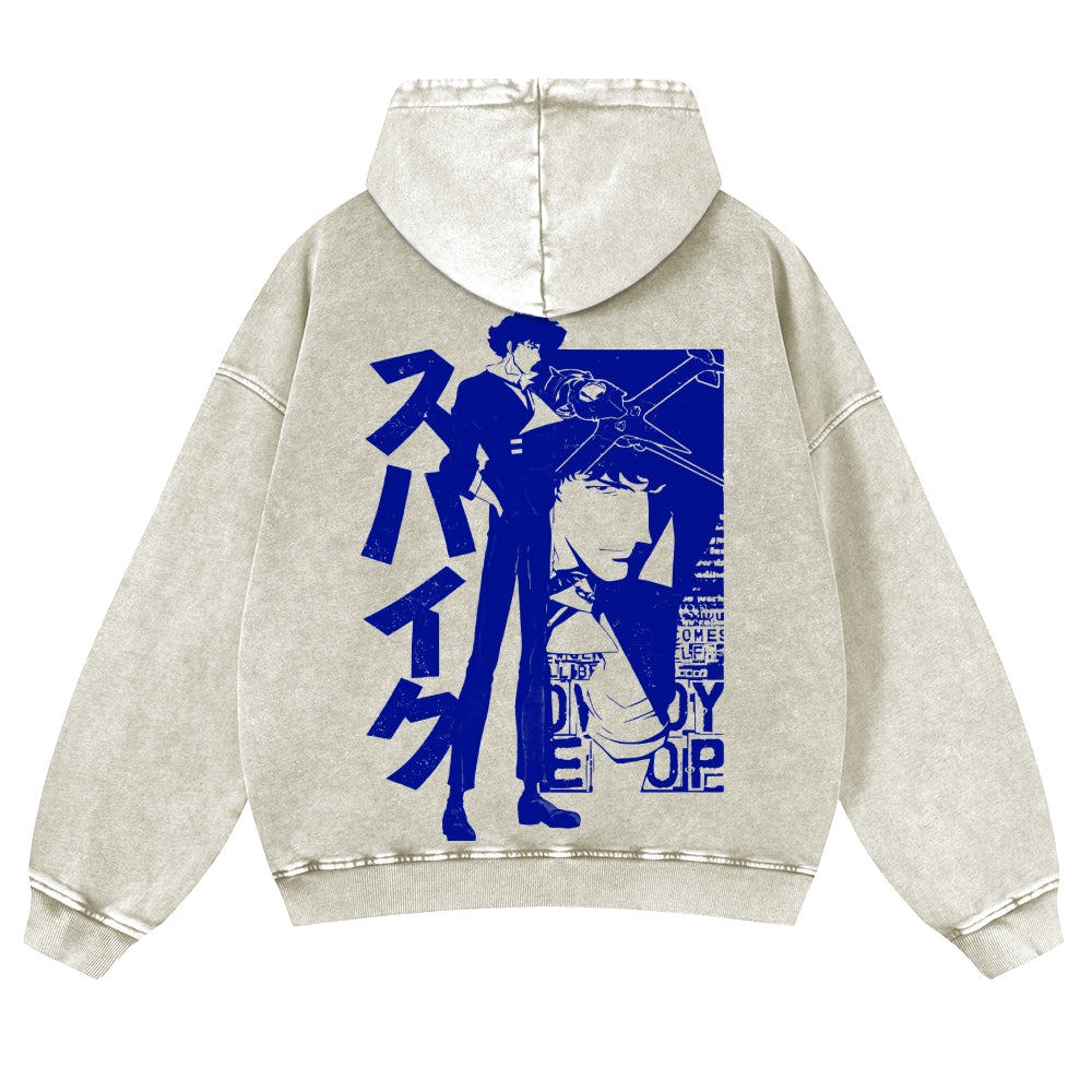 Casual Japanese Cowboy Bebop Washed Hoodie