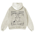 Casual Coffee Cats Washed Hoodie