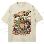 Unisex Frog Printed Washed Tee