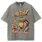 Unisex Frog Printed Washed Tee
