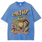 Unisex Frog Printed Washed Tee