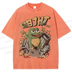 Unisex Frog Printed Washed Tee