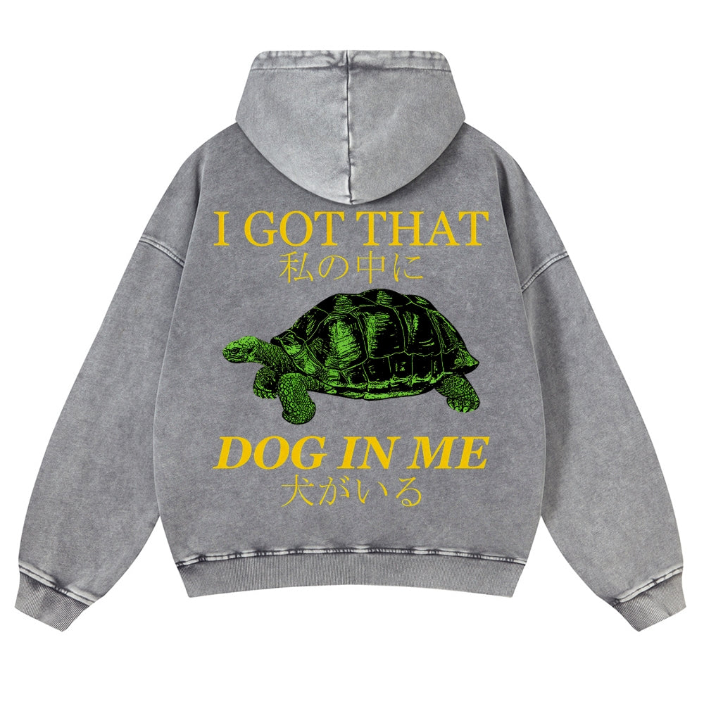 Casual Japanese Turtle Washed Hoodie