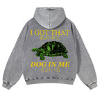 Casual Japanese Turtle Washed Hoodie